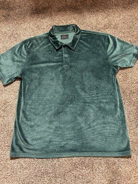 PacSun Velour Jacquard Polo Shirt in Green - Size S